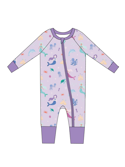 Mermaid Friends Bamboo Zip Romper