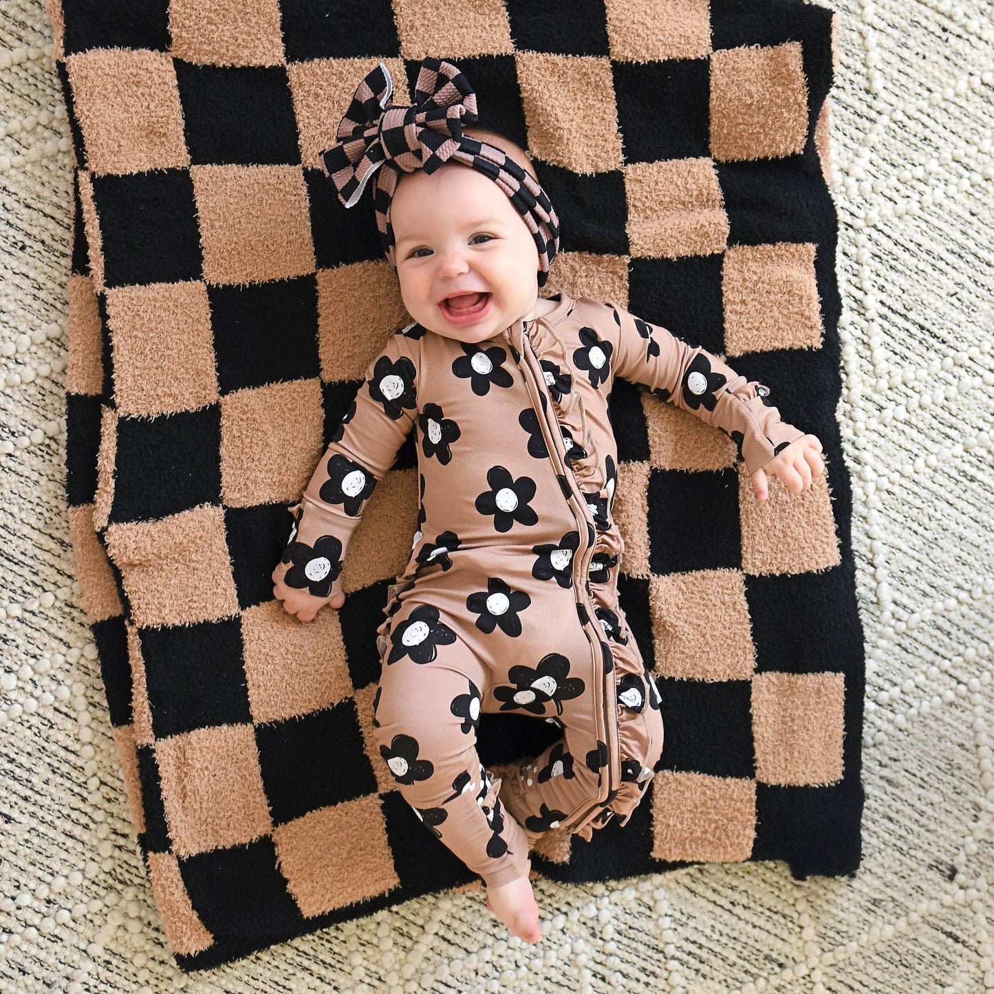 Coco Flowers Ruffle Bamboo Zip Romper