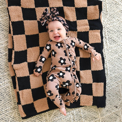 Coco Flowers Ruffle Bamboo Zip Romper