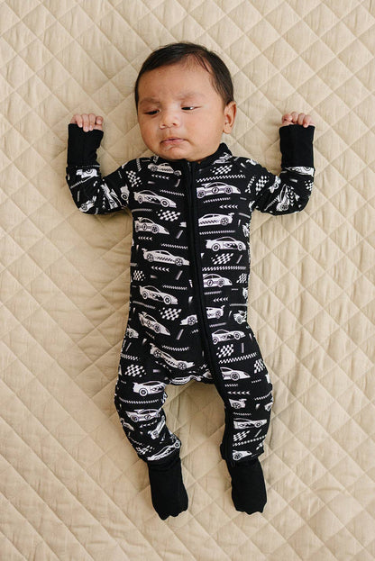 Race Cars Bamboo Zip Romper