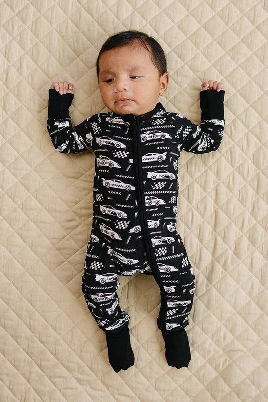 Race Cars Bamboo Zip Romper