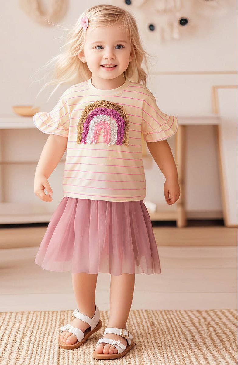 Mauve Rainbow Tulle Skirt Set