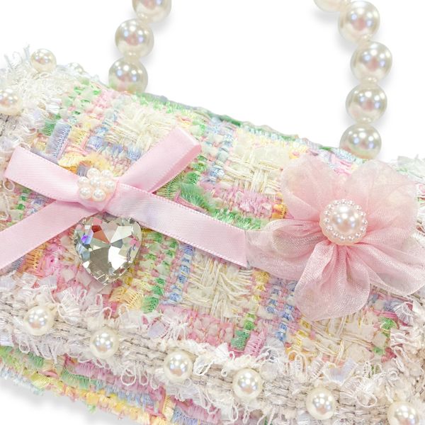 Bow + Floral Pastels Tweed Purse