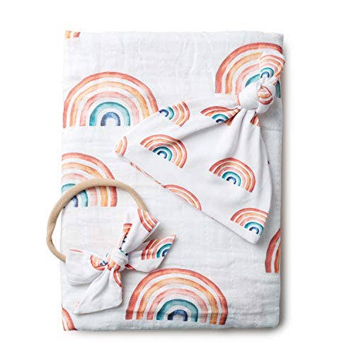 Rainbow Organic Muslin Swaddle Blanket