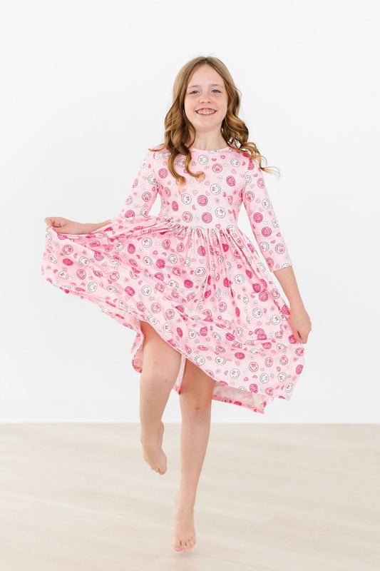 You Make Me Happy 3/4 Sleeve Pocket Twirl Dress