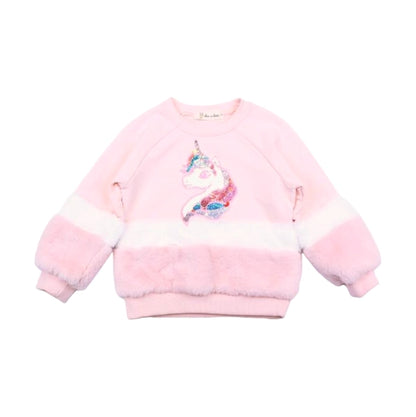 Pink Sequin Unicorn Furry Sweatshirt