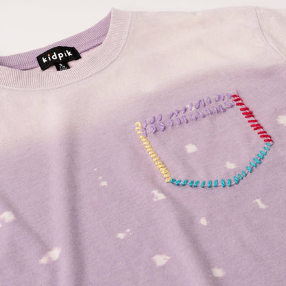 Lavender Dip Dye Stitch Pocket Tee