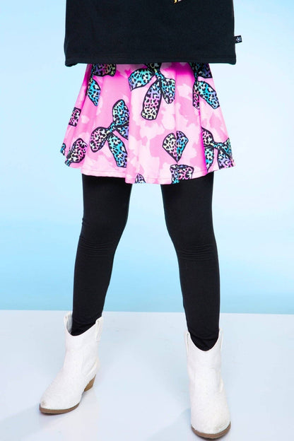 Pink Rainbow Bow black Simply Soft Skater Legging