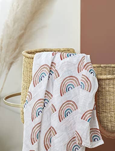 Rainbow Organic Muslin Swaddle Blanket