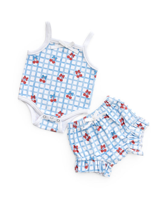 Gingham Cherry Shorts Set