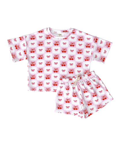 Checkered Cherry Shorts Set