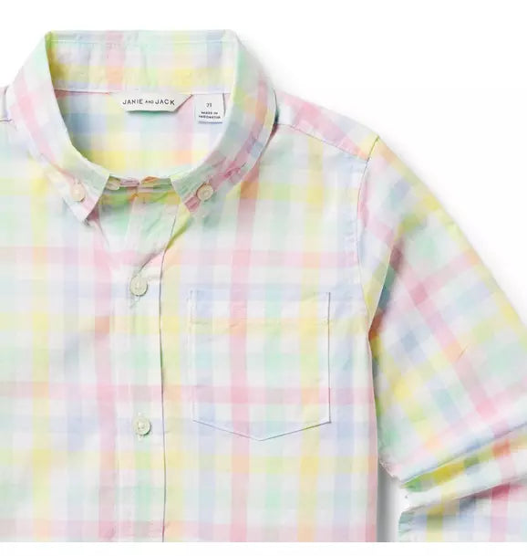 Janie and Jack Gingham Poplin Shirt