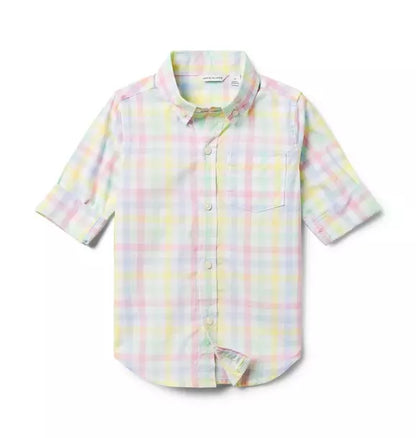 Janie and Jack Gingham Poplin Shirt