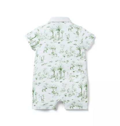 Janie and Jack Baby Tropical Toile Polo Romper