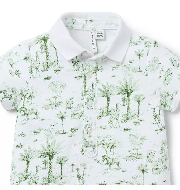 Janie and Jack Baby Tropical Toile Polo Romper