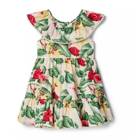 Janie and Jack Tropical Floral Ruffle Dress