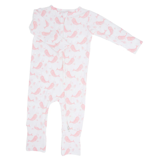 <p>Narwhal Pink Bamboo Zipper Romper.</p> <p>Safe for sensitive skin. Tagless label for total comfort.</p> <p>Machine washable and dryable!</p> <p>95% Viscose from Bamboo 5% Spandex.</p>