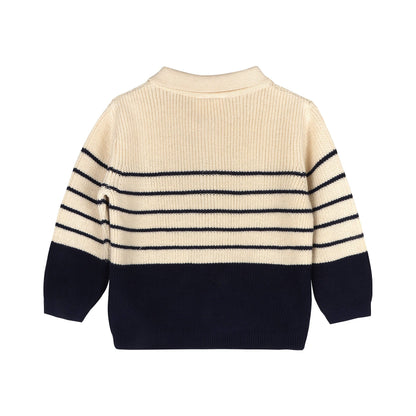 Classic Stripe Polo Knit Pullover & Pant Set