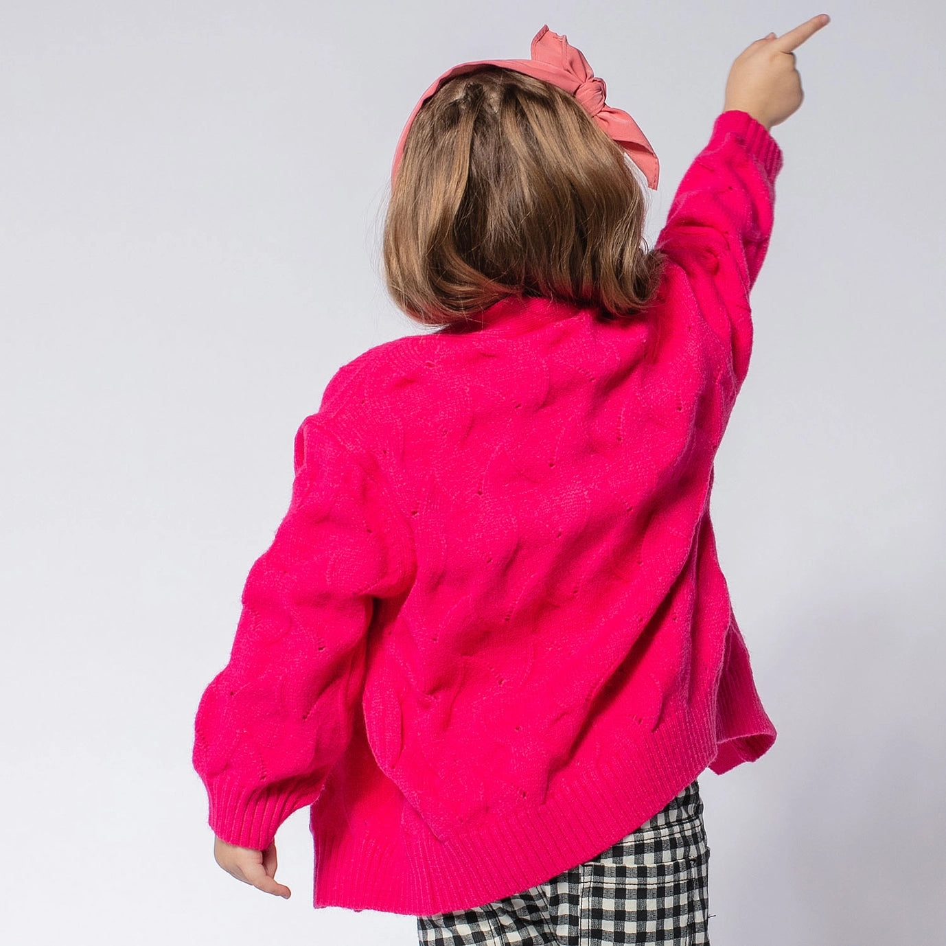 Hot Pink Twisted Knit Cardigan