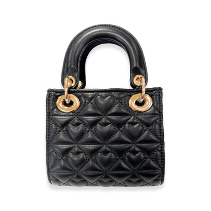 Black Heart-Quilted Handbag