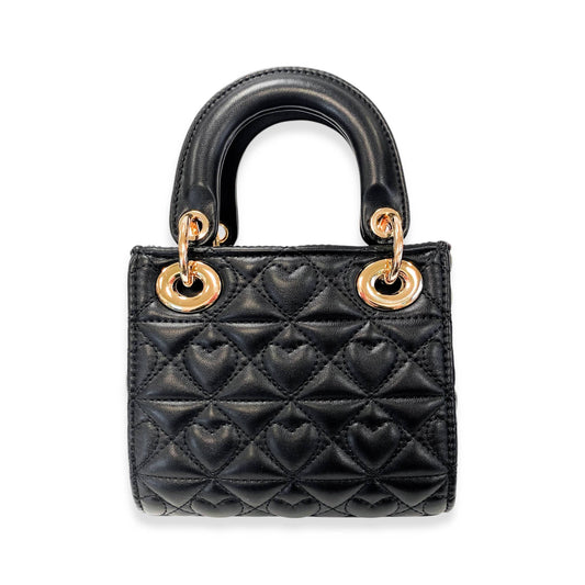 Black Heart-Quilted Handbag