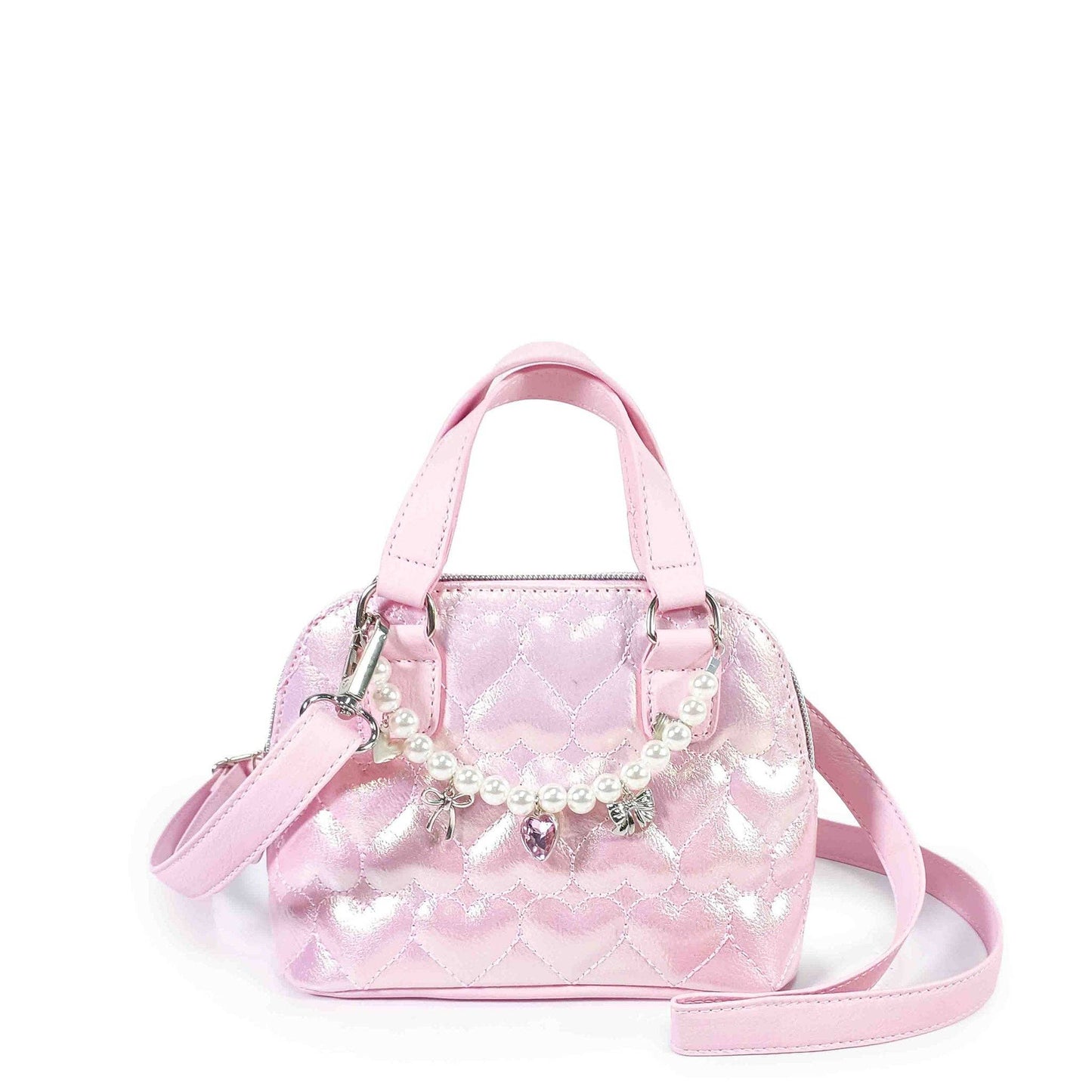 Quilted Hearts Metallic Mini Satchel Bag