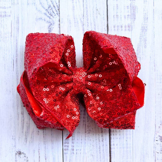 Red Sequin Hair Bow