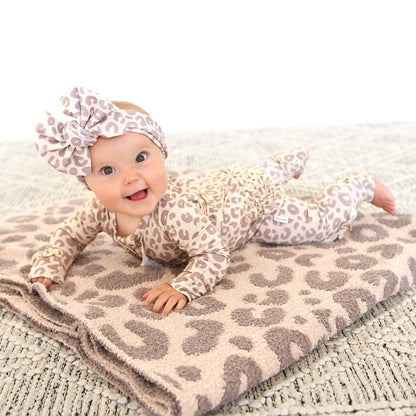 Amari Leopard Ruffle Bamboo Zip Romper