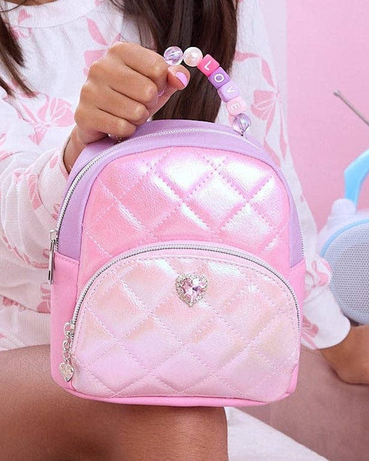 Quilted Metallic Color Block Micro Mini Backpack