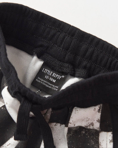 Black + White Checkered Sweatpants