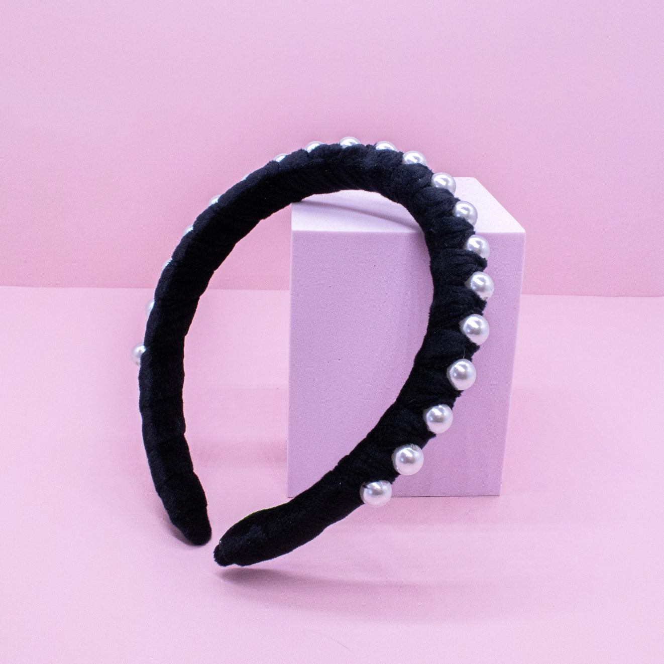 Black Velvet + Pearl Headband