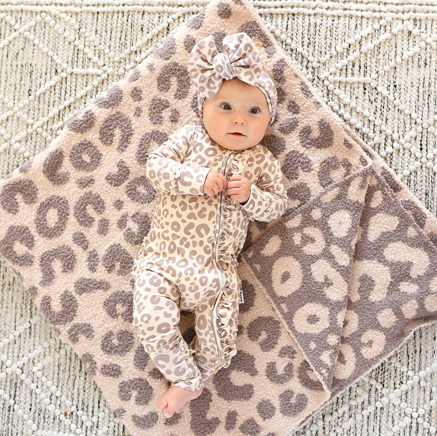 Amari Leopard Ruffle Bamboo Zip Romper
