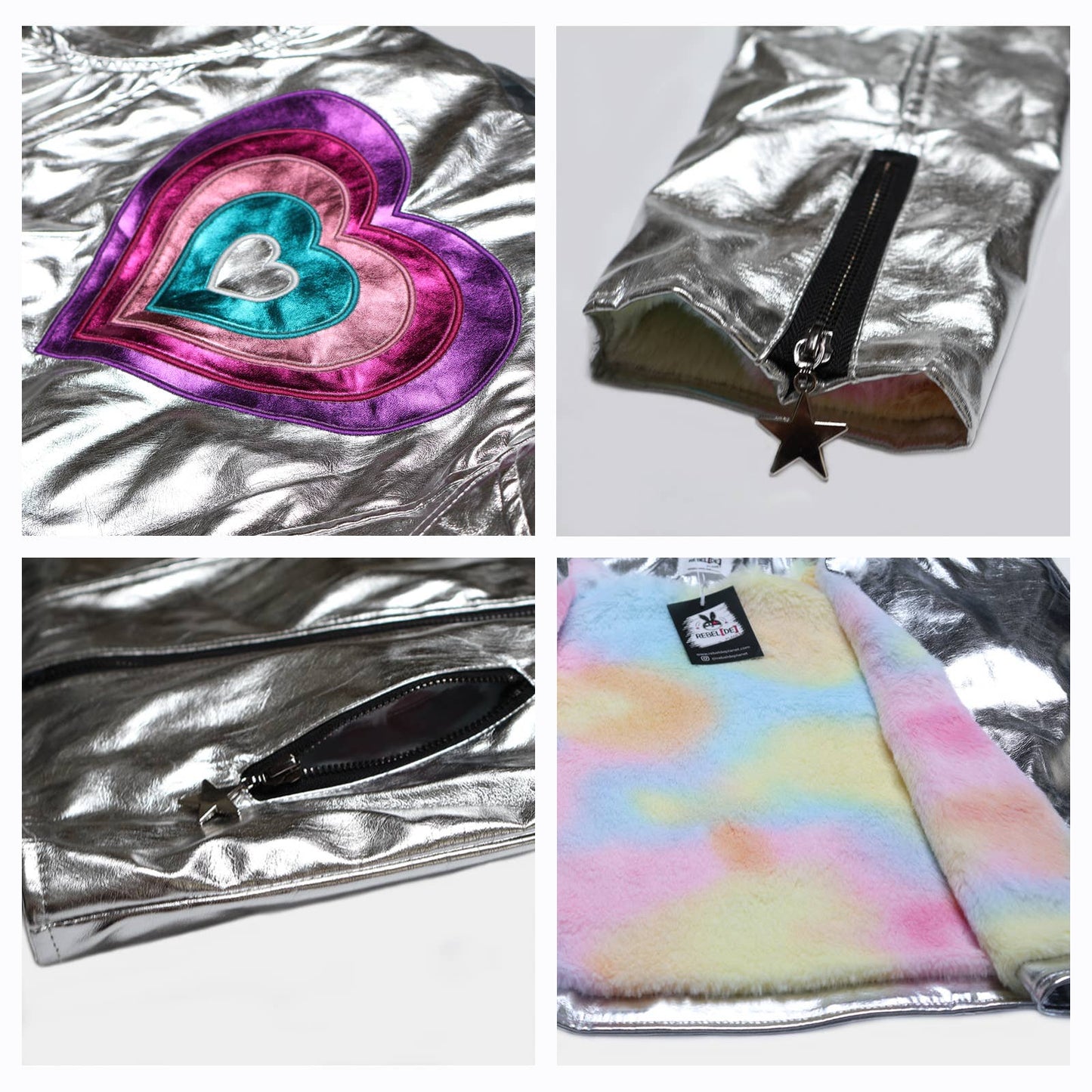 Silver Metallic Faux Leather Heart Jacket