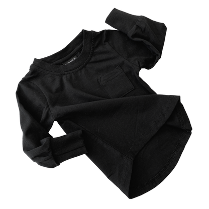 Black Long Sleeve Pocket Tee