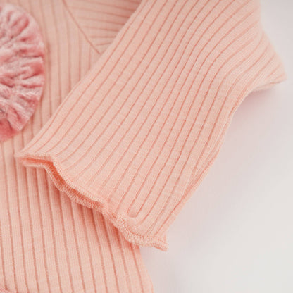 Pink Velvet Ruffle Bow Set