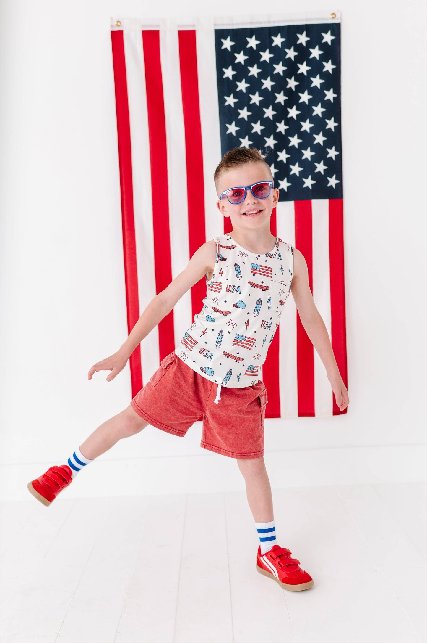 Red Vintage Cargo Shorts
