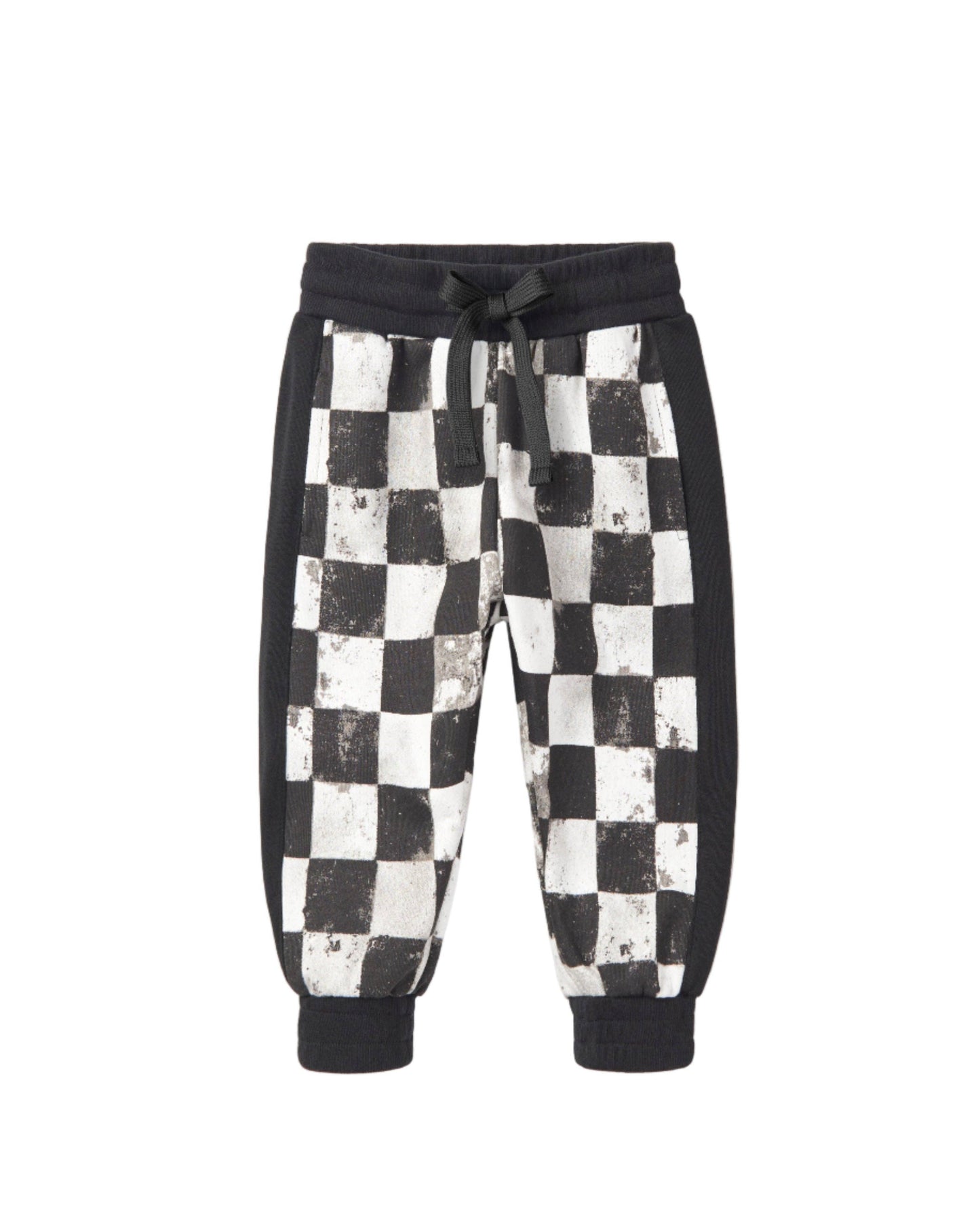 Black + White Checkered Sweatpants
