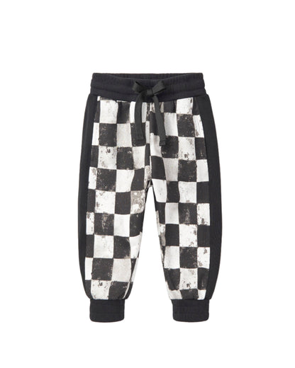Black + White Checkered Sweatpants