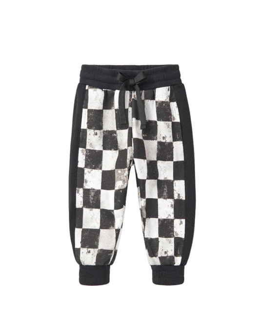 Black + White Checkered Sweatpants