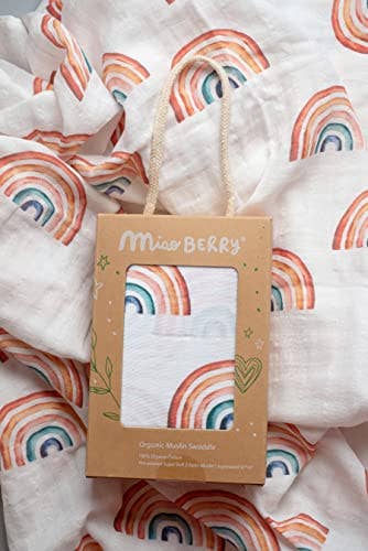 Rainbow Organic Muslin Swaddle Blanket
