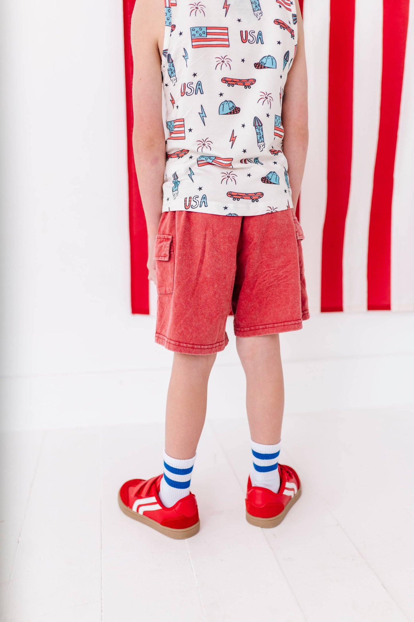 Red Vintage Cargo Shorts