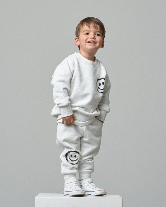 Light Heather Grey Happy Day Baby Crewneck