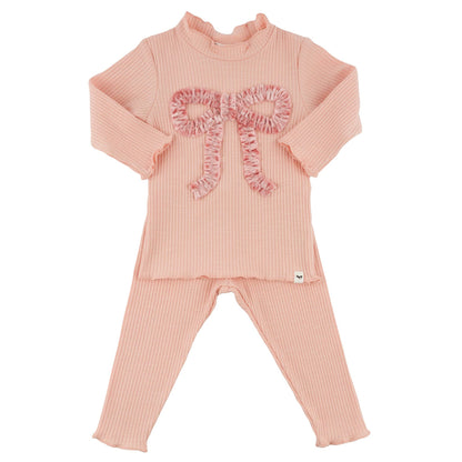 Pink Velvet Ruffle Bow Set