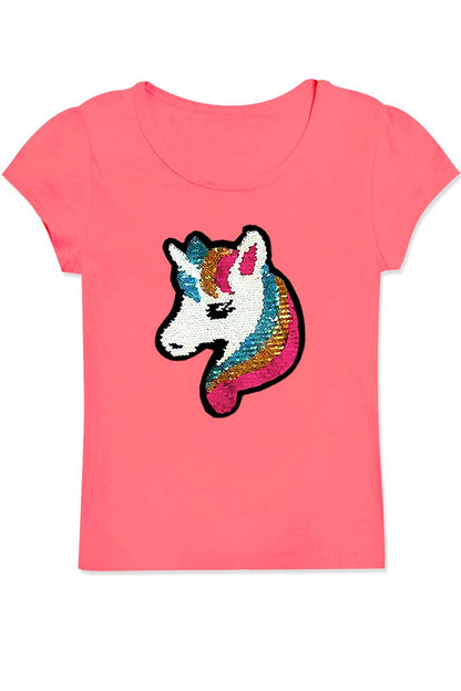 Sequin Unicorn Knit Scoop Neck Tee