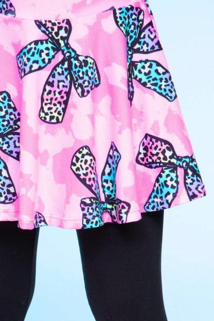 Pink Rainbow Bow black Simply Soft Skater Legging