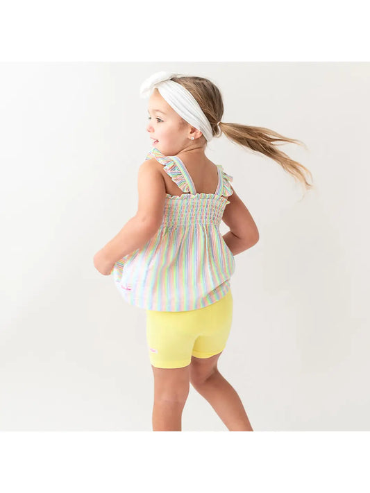 Rainbow Striped Smocked Top