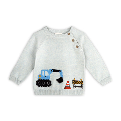 Construction Truck Embroidered Knit Pullover & Pant Set