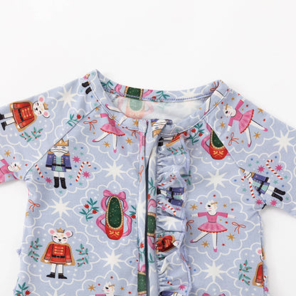Sugar Plum Bamboo Ruffle Convertible Zip Footie