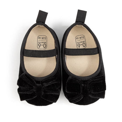 Black Velvet Bow Baby Shoes