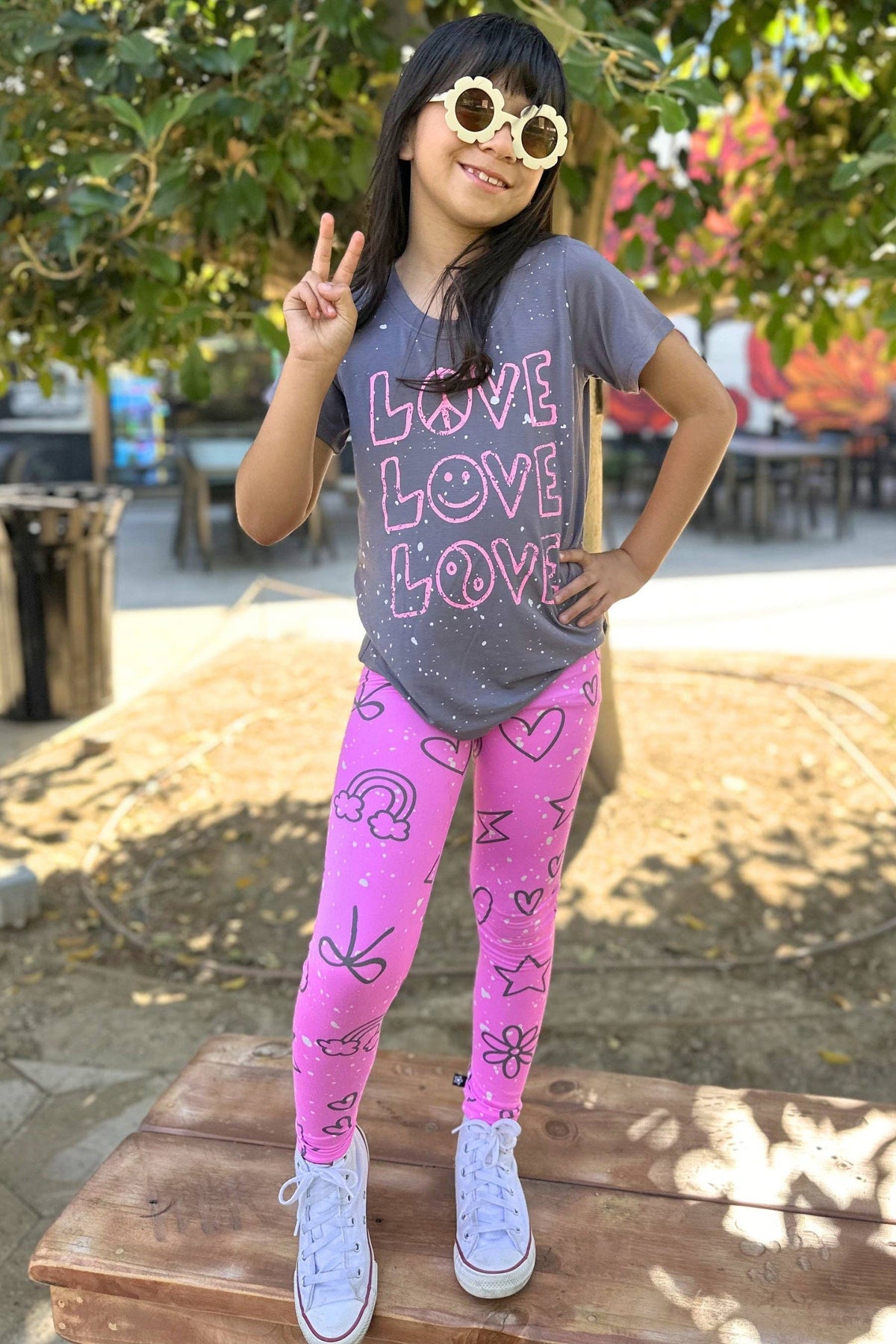 Charcoal Pink Love Splatter Modal Tee